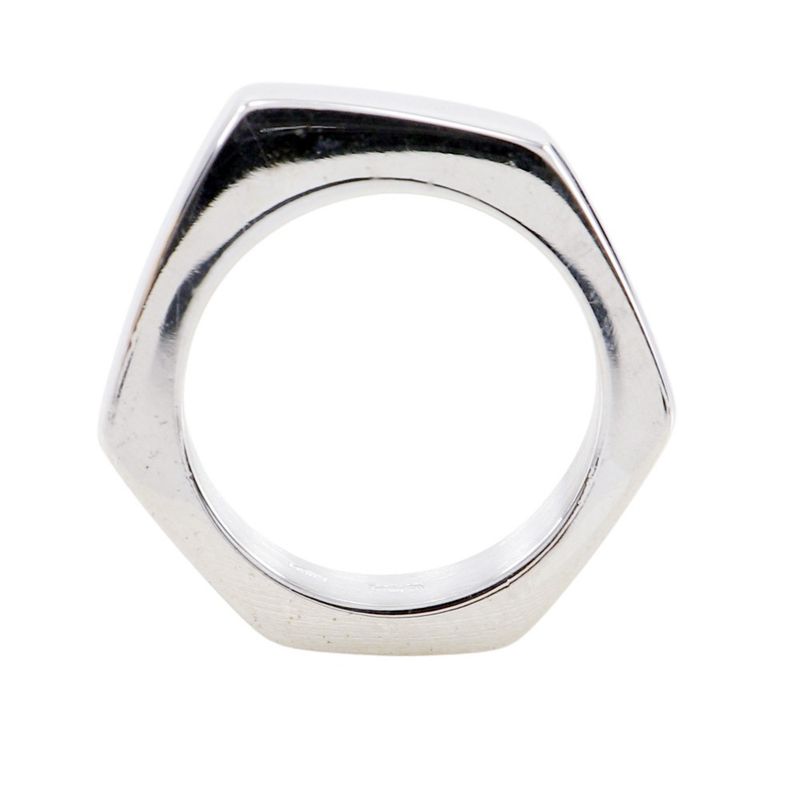 Gucci Nut Hexagon Silver 925 Size 9.5 Ladies 8.0g Ring