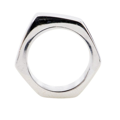 Gucci Nut Hexagon Silver 925 Size 9.5 Ladies 8.0g Ring