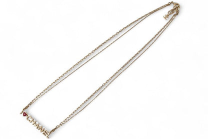 Chanel Necklace Pendant Chnael Coco CC I LOVE Chanel Heart 2strand Choker Gold