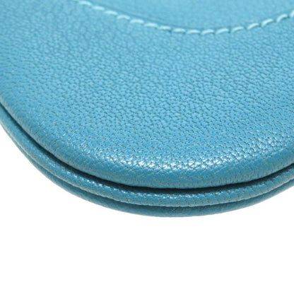 Hermes Trim 24 Chevre Turquoise Silver Hardware □H Engraved Shoulder Bag Blue