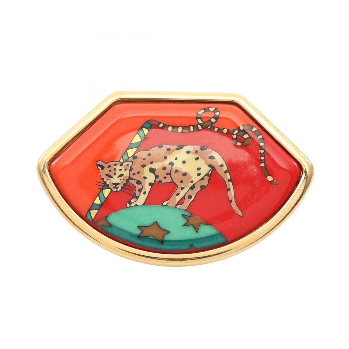 Hermes Brooch Enamel Red