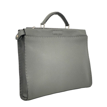 Fendi Handbag Monster Selleria Leather Gray Silver 2-Way — view 2