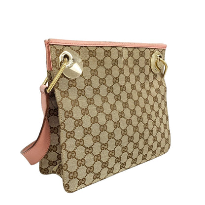 Gucci Shoulder Bag GG Canvas Brown Pink Champagne Gold — view 2