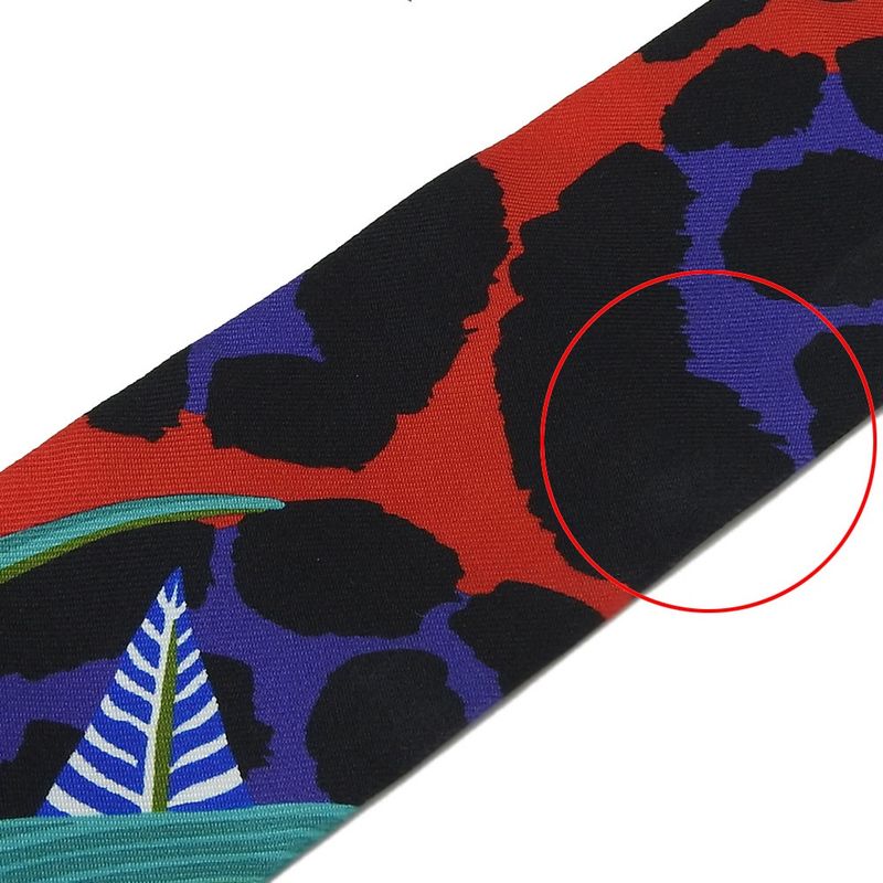 Hermes Twille Scarf Jaguar Quetzal 100% Silk Green Red Blue Multicolor Small