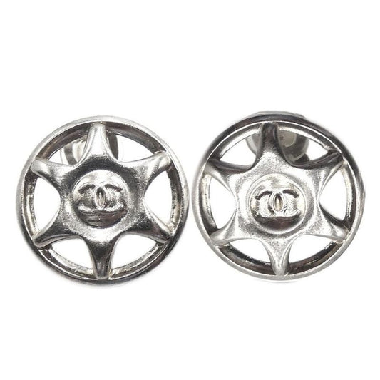Chanel Wheel Star Coco Mark GP Silver Earrings and