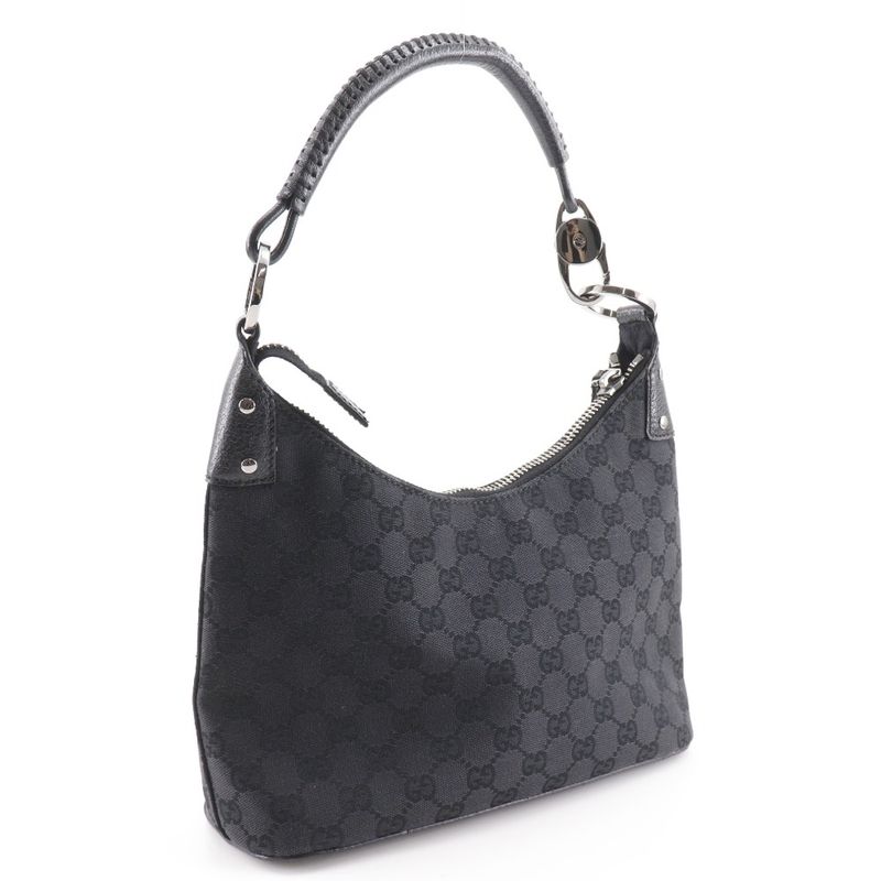 Gucci 115002 GG Canvas Black Women Shoulder Bag
