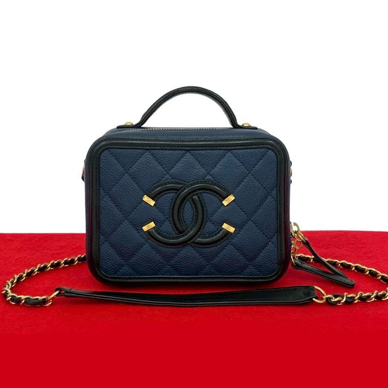 Chanel CC Filigree Caviar Leather 2-Way Shoulder Bag