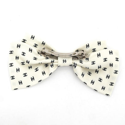 Chanel Valletta Aaa821 Ribbon White Logo COCO Silver-hardware Hair
