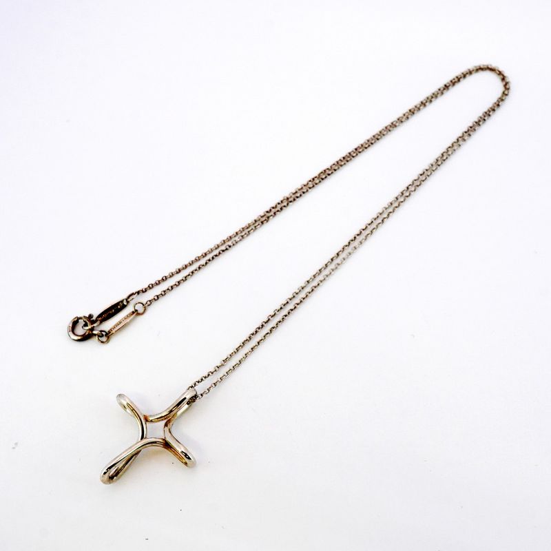 Tiffany & Co Necklace Open Cross Silver 925 Ladies