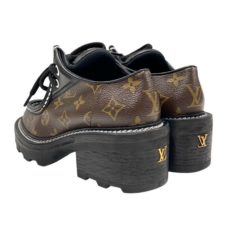 Louis Vuitton Bobur Line Monogram Loafer Leather Shoes Leather Brown Black
