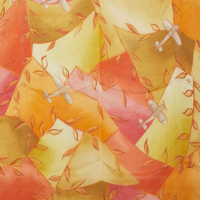 Louis Vuitton Monogram Airplane Beige Multicolor Silk Women's Louis Vuitton