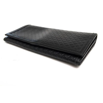 Gucci Long Wallet Men Leather Black Diamante Bifold with Coin — view 3