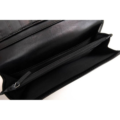 Gucci Long Wallet Men Leather Black Diamante Bifold with Coin — view 7