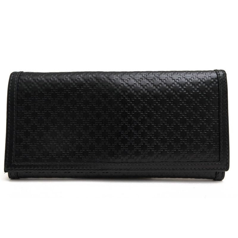 Gucci Long Wallet Men Leather Black Diamante Bifold with Coin