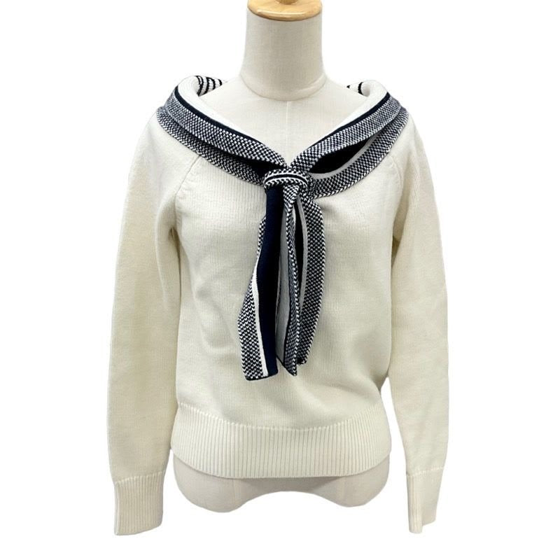 Christian Dior Top Knit Sailor Logo Wool Ivory