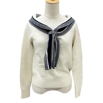 Christian Dior Top Knit Sailor Logo Wool Ivory