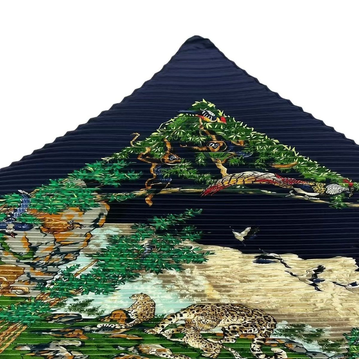 Hermes Scarf Silk Pleats Sichuan Navy — view 4
