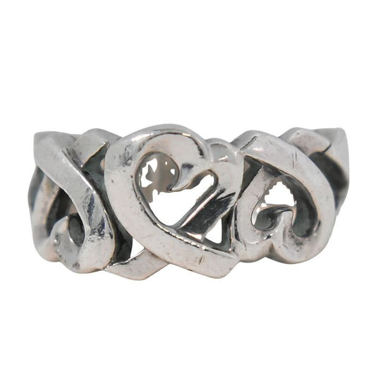 Tiffany & Co Triple Loving Heart 925 Ring Size 8 Silver