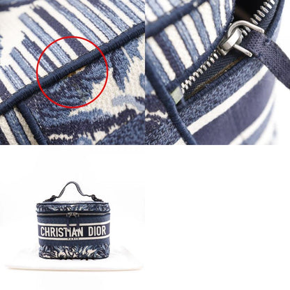 Dior Travel Vanity Palms Embroidery Canvas Navy Blue/white Ladies Handbag