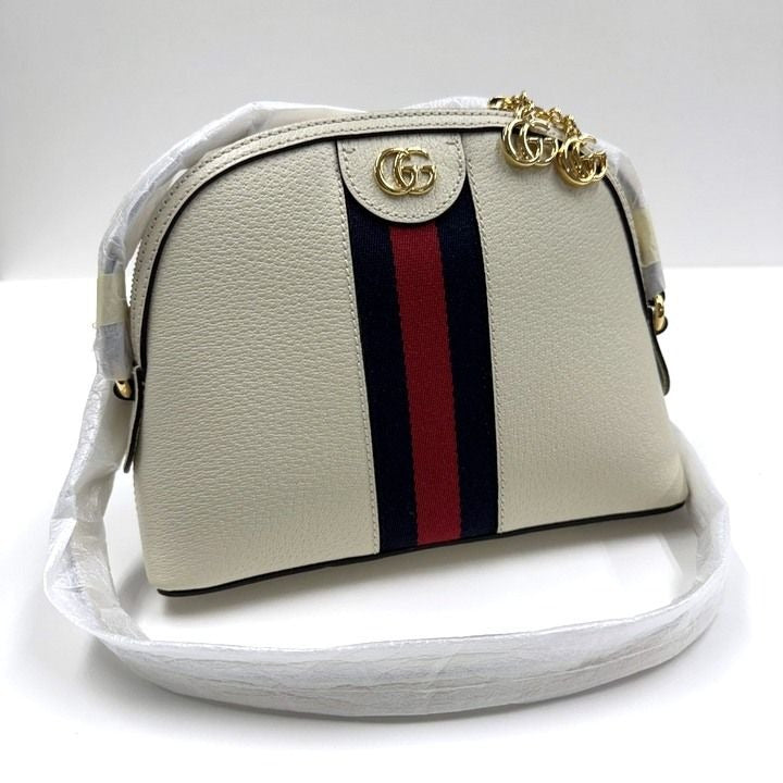 Gucci Ophidia Shoulder Bag Leather White Gold