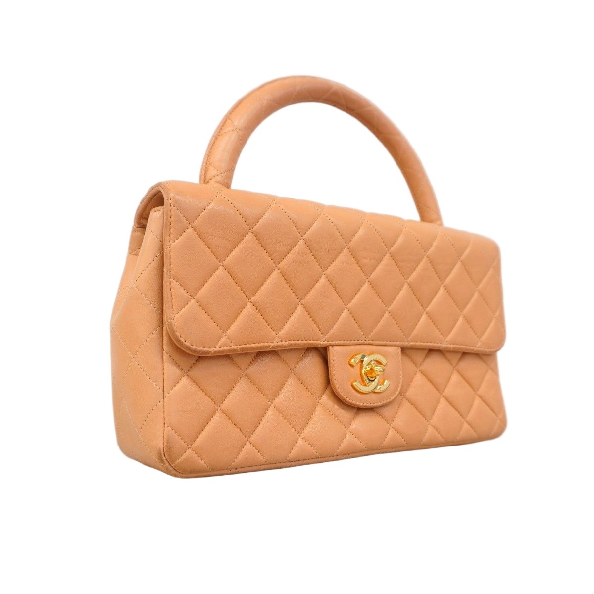 Chanel Handbag Quilted Lambskin Salmon Pink Gold — view 2