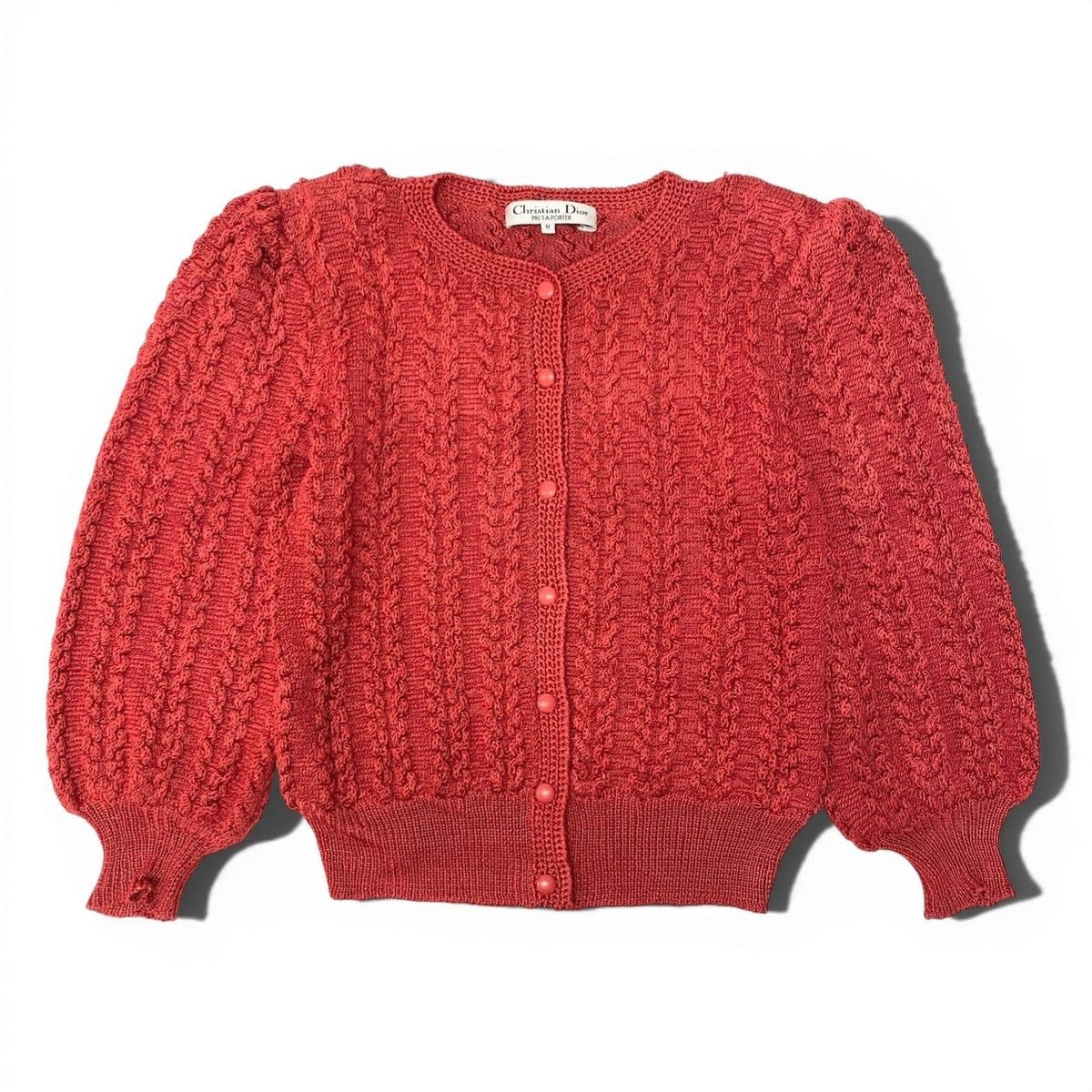 Dior Long Sleeve Booker Digan Puff Balloon M Red Cotton — view 2