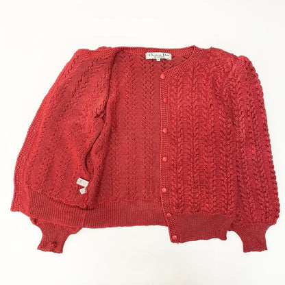 Dior Long Sleeve Booker Digan Puff Balloon M Red Cotton — view 4