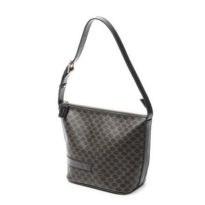 Celine Zip Shoulder Hobo Black Brown Macadam Canvas — view 2