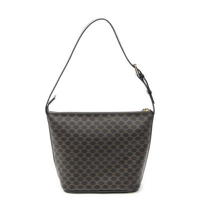 Celine Zip Shoulder Hobo Black Brown Macadam Canvas — view 5