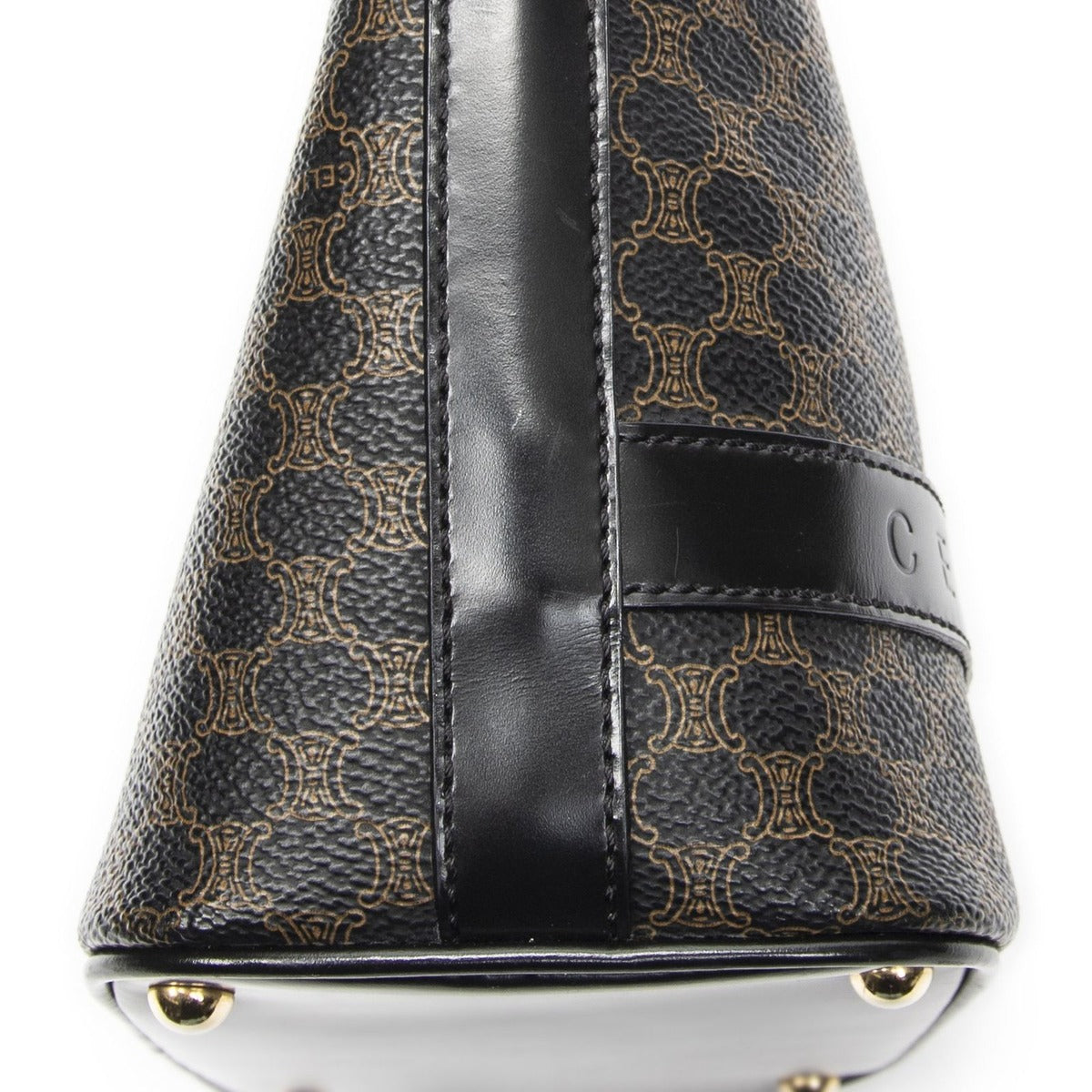 Celine Zip Shoulder Hobo Black Brown Macadam Canvas — view 8