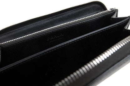 Prada Long Wallet Ladies Women Leather Genuine Black 2ml317 Portafoglio Lampo
