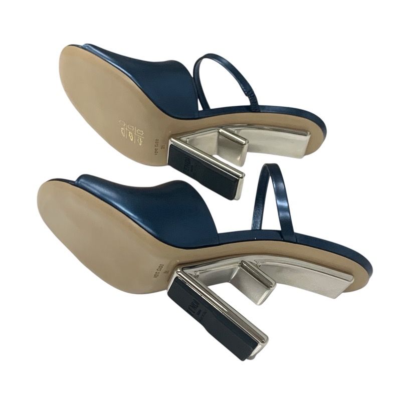 Fendi First Sandals Shoes Metallic Cles The Blue Silver Unused Metal Heel Strap