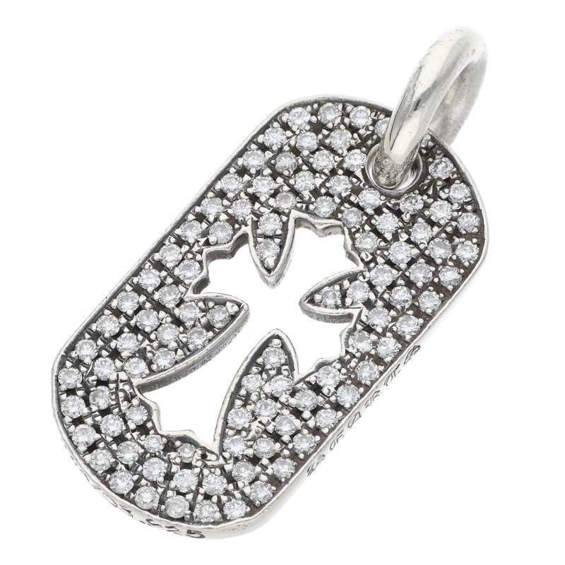 Chrome Hearts D Tag Sml CO Crs P D Cutout Cross Dog Tag Aftermarket Pave
