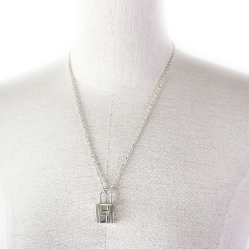 Hermes Ag925 Cadenas Chain Necklace/pendant Silver With Box And Case Weight