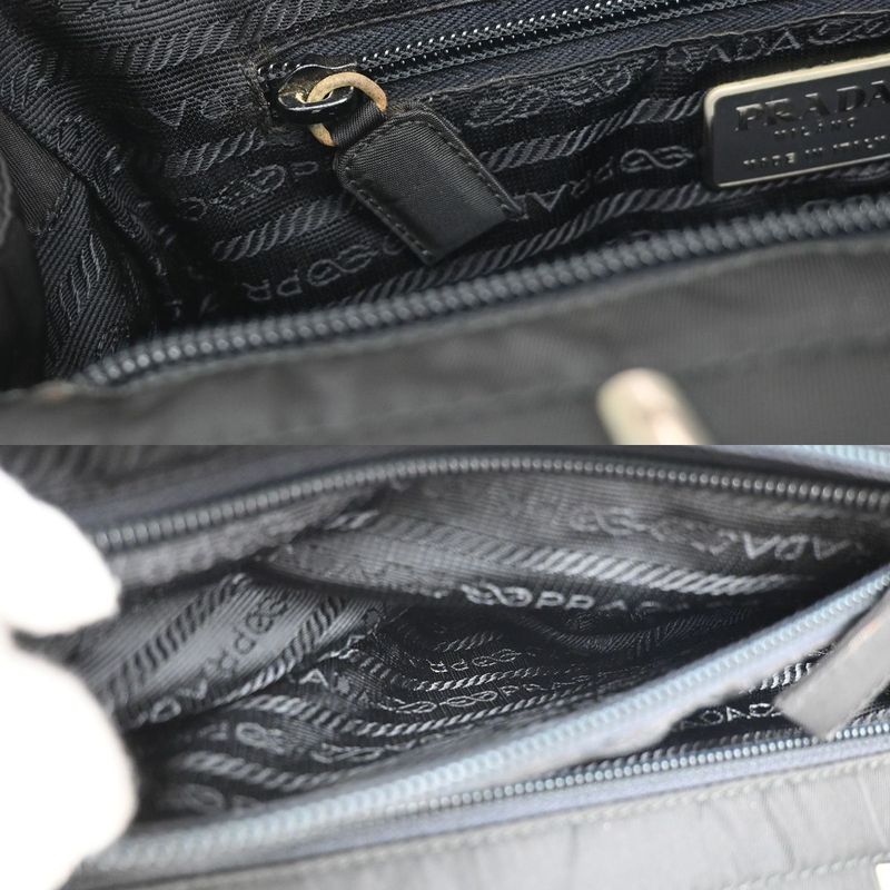 Prada Handbag Black Nylon Leather 80ka730
