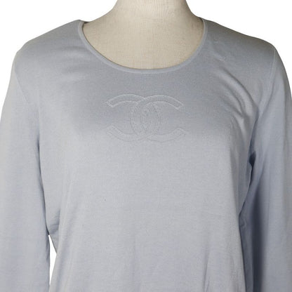 Chanel Coco Mark P25278v01765 Cotton Light Blue Women's Knit