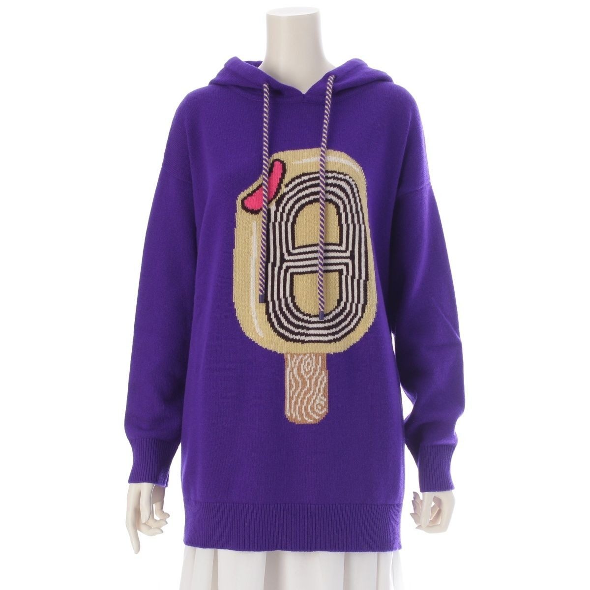 Hermes Funny Ice Cream Cashmere Ice Knit Hoodie Purple 36