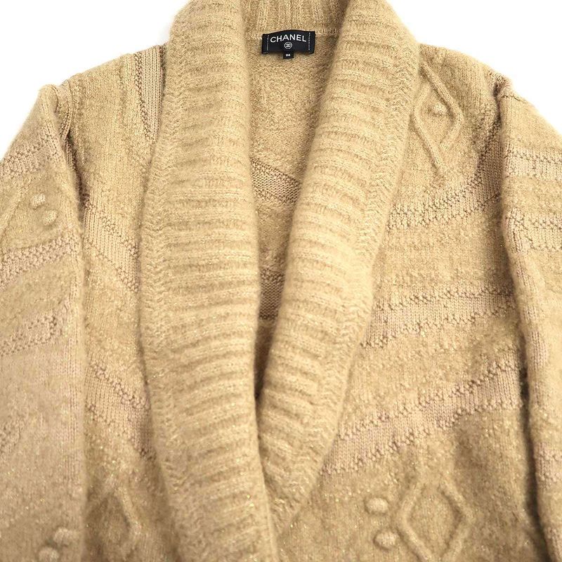 Chanel Shawl Collar Cashmere Gown Cardigan P74524k10901 Camel 36
