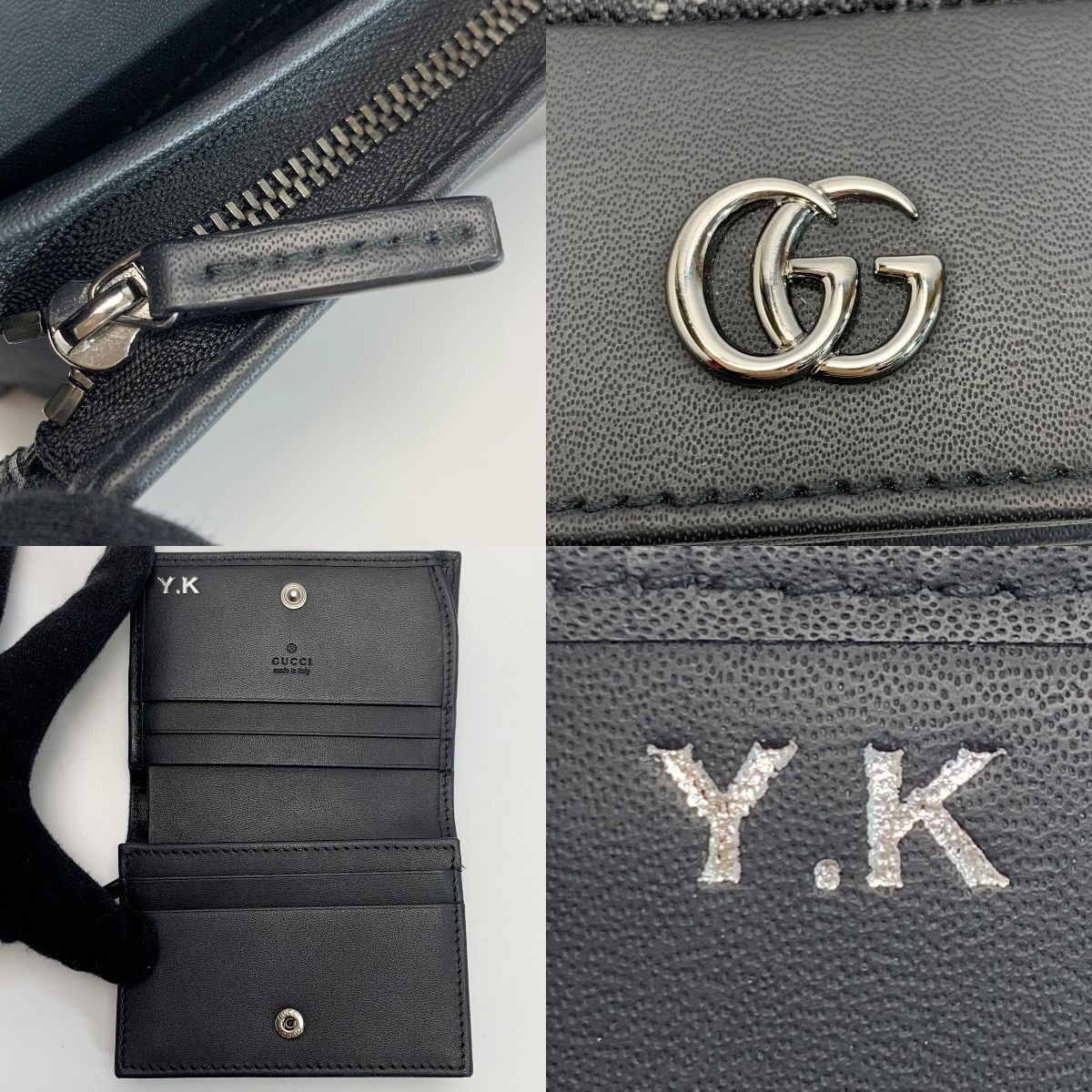 Gucci Marmont 658610 Bifold Wallet Leather Women's Silver Hardware