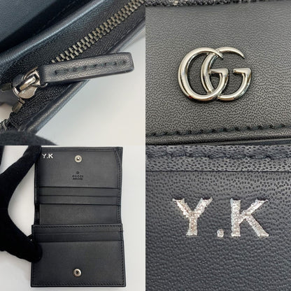 Gucci Marmont 658610 Bifold Wallet Leather Women's Silver Hardware