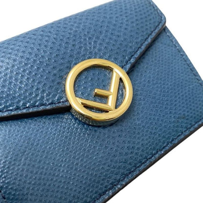 Fendi Trifold Compact Wallet 8m0395-A86r-199-1835 Blue Gold Hardware Fendi