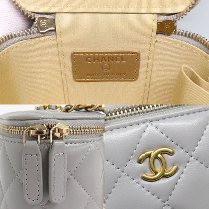 Chanel Small Vanity Case Ap1447 Lambskin Gray Gdhardware Chain