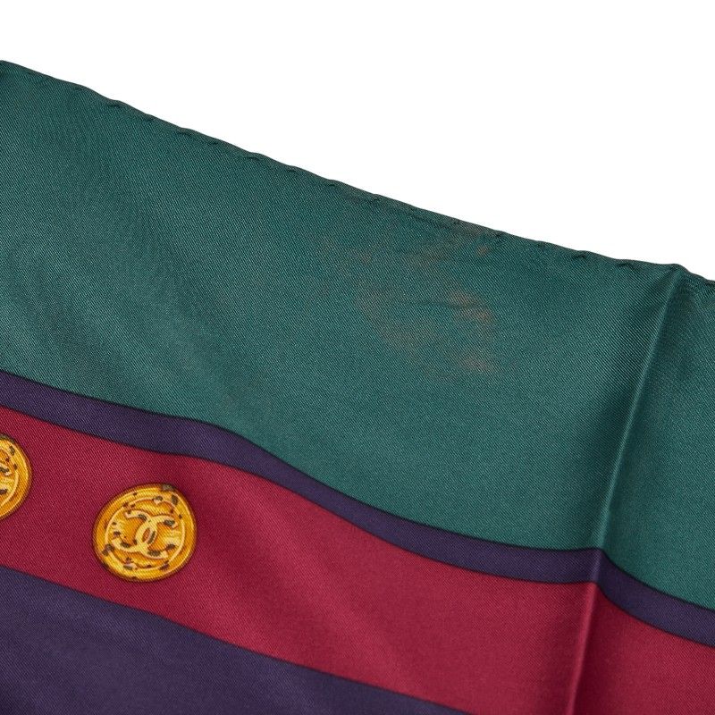 Chanel Coco Mark Green Purple Silk Women's Chanel