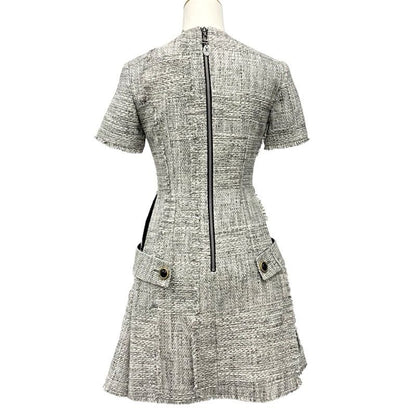 Louis Vuitton Dress Cotton Gray Tweed Short Sleeve 22 SS