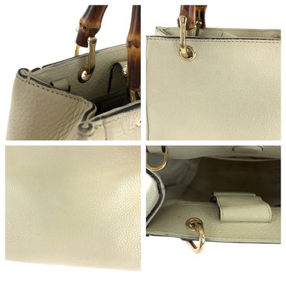 Gucci Bamboo Ivory Brown Gold Hardware Leather 368823 Handbag Women 504677