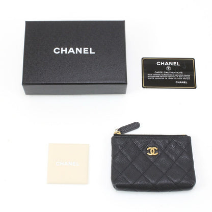 Chanel Women's Wallet Coin Case Caviar Skin 17133940 Black with Key Ring