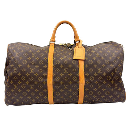 Louis Vuitton Keepall 60 Monogram Leather Brown Boston Bag Gold