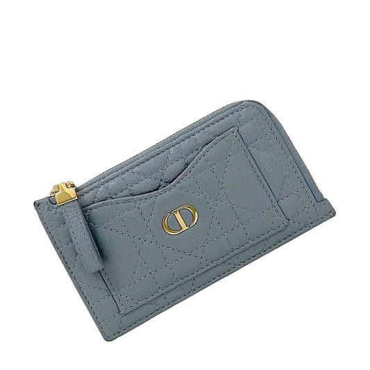 Christian Dior Coin Case Blue Lady Leather