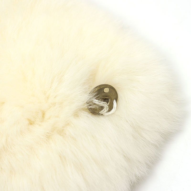 Chanel Fur Wristband Bracelet Bangle White Coco Mark