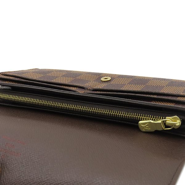 Louis Vuitton Long Wallet Portefeuille Sarah Damier Canvas Damier Ebene Gold